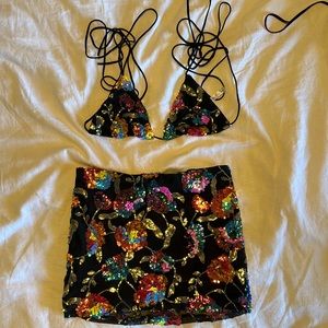 Lucy In the sky black sequin set